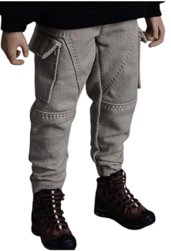 Figura a escala 1/12 Ropa para muñeca: Pantalones estrechos de color blanco grisáceo Accesorio coleccionable