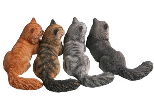 JXK Collectible Cat Figure: Mini Maine Coon, Expertly Hand-Painted, Lifelike, Safe Resin, Miniature Animal Figurine