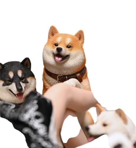 Figura de perro coleccionable JXK: adorable Shiba Inu, pintada a mano por expertos, realista, de resina segura, miniatura a escala 1:6.