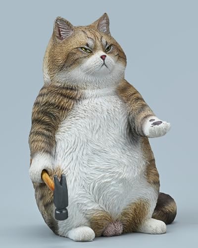 Figura de gato coleccionable JXK X Coming: Hammer Gang, pintada a mano por expertos, realista, resina segura, figura de animal en miniatura a escala 1:4