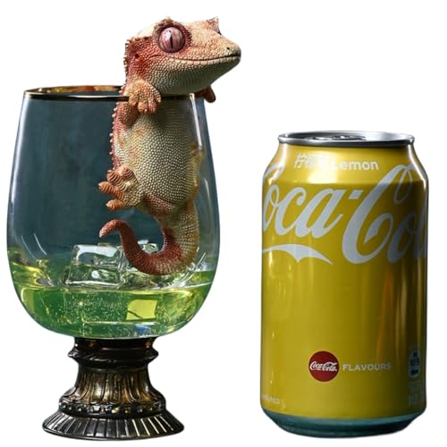Figura de perro coleccionable JXK: Gecko de pestañas, pintada a mano por expertos, realista, resina segura, miniatura a escala 1:1