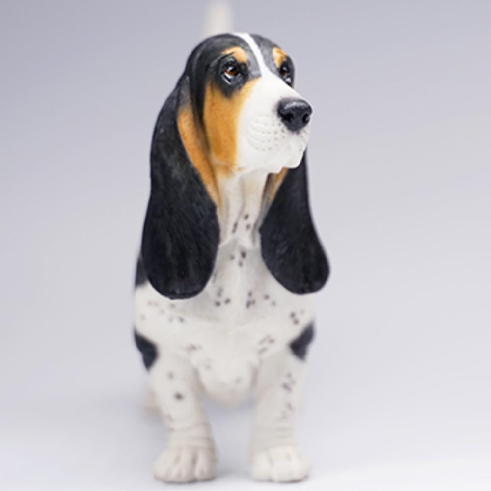 Figura de perro coleccionable JXK: Basset Hound, pintada a mano por expertos, realista, de resina segura, miniatura a escala 1:6.
