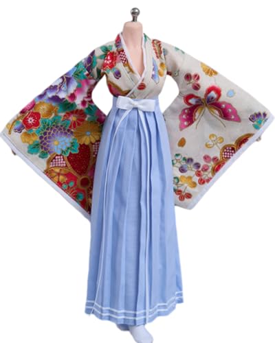 Ropa para muñecas de acción: Traje tipo kimono largo para figuras coleccionables de 12 pulgadas