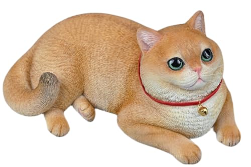 Figura de gato coleccionable JXK: Gato de pelo corto, pintada a mano por expertos, realista, de resina segura, miniatura a escala 1:3.