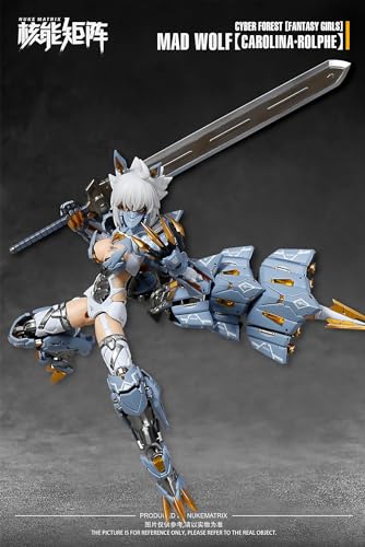 Kits de modelos de plástico de Nuke Matrix: Cyber Forest Fantasy Girls, MAD Wolf Carolina·Rolphe, Mecha Musume, figuras de acción coleccionables a escala 1:12 estilo anime