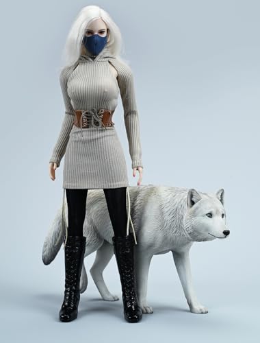 Figura de lobo coleccionable JXK: Lobo gris común, pintada a mano por expertos, realista, resina segura, miniatura a escala 1:6, JXK223A1