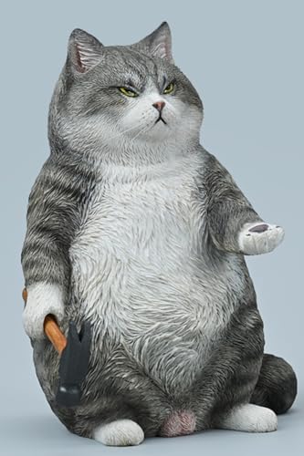 Figura de gato coleccionable JXK X Coming: Hammer Gang, pintada a mano por expertos, realista, resina segura, figura de animal en miniatura a escala 1:4