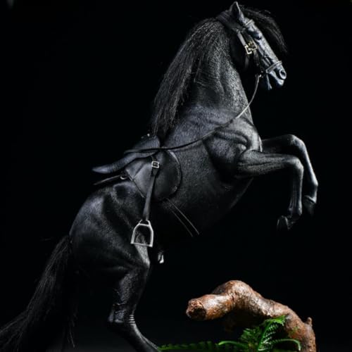 Figura de caballo coleccionable JXK: Caballo de sangre caliente Hanover, pintado a mano por expertos, resina realista y segura, miniatura a escala 1:12.