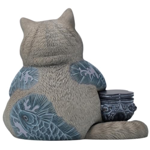 Figura de gato coleccionable JXK: Morir es tan natural como vivir, pintada a mano por expertos, resina realista y segura, figura de animal en miniatura a escala 1:12