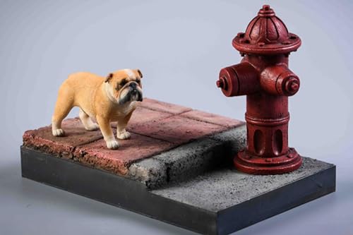 Figura de perro coleccionable JXK: Bulldog, pintada a mano por expertos, realista, resina segura, miniatura a escala 1:12.