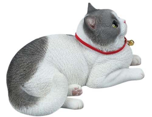 Figura de gato coleccionable JXK: Gato de pelo corto, pintada a mano por expertos, realista, de resina segura, miniatura a escala 1:3.