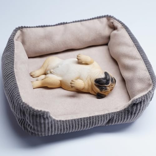 Figura de perro coleccionable JXK: Pug durmiendo, pintada a mano por expertos, realista, resina segura, miniatura a escala 1:6