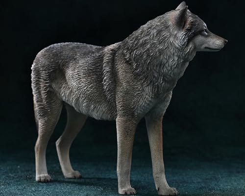 Figura de lobo coleccionable JXK: Lobo ártico, pintada a mano por expertos, realista, resina segura, miniatura a escala 1:6