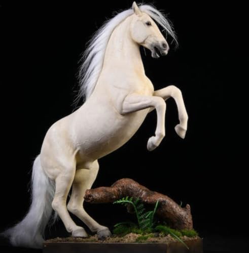 Figura de caballo coleccionable JXK: Caballo de sangre caliente Hanover, pintado a mano por expertos, resina realista y segura, miniatura a escala 1:12.