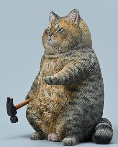 Figura de gato coleccionable JXK X Coming: Hammer Gang, pintada a mano por expertos, realista, resina segura, figura de animal en miniatura a escala 1:4