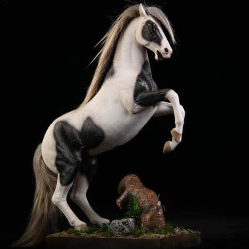 Figura de caballo coleccionable JXK: Caballo de sangre caliente Hanover, pintado a mano por expertos, resina realista y segura, miniatura a escala 1:12.