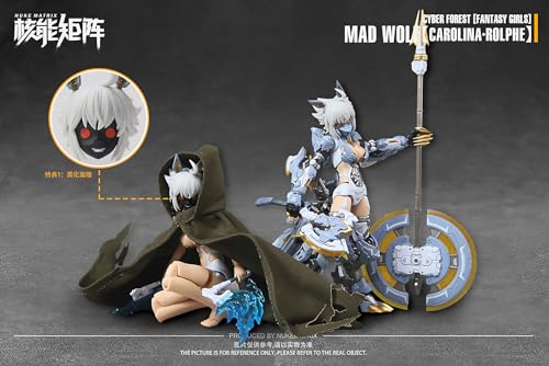 Kits de modelos de plástico de Nuke Matrix: Cyber Forest Fantasy Girls, MAD Wolf Carolina·Rolphe, Mecha Musume, figuras de acción coleccionables a escala 1:12 estilo anime