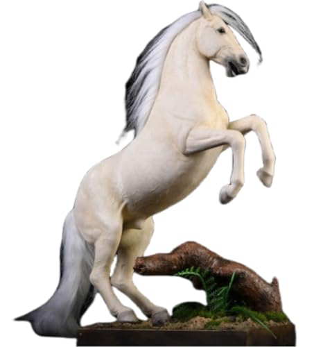 Figura de caballo coleccionable JXK: Caballo de sangre caliente blanco-rojo, pintado a mano por expertos, resina realista y segura, miniatura a escala 1:12.