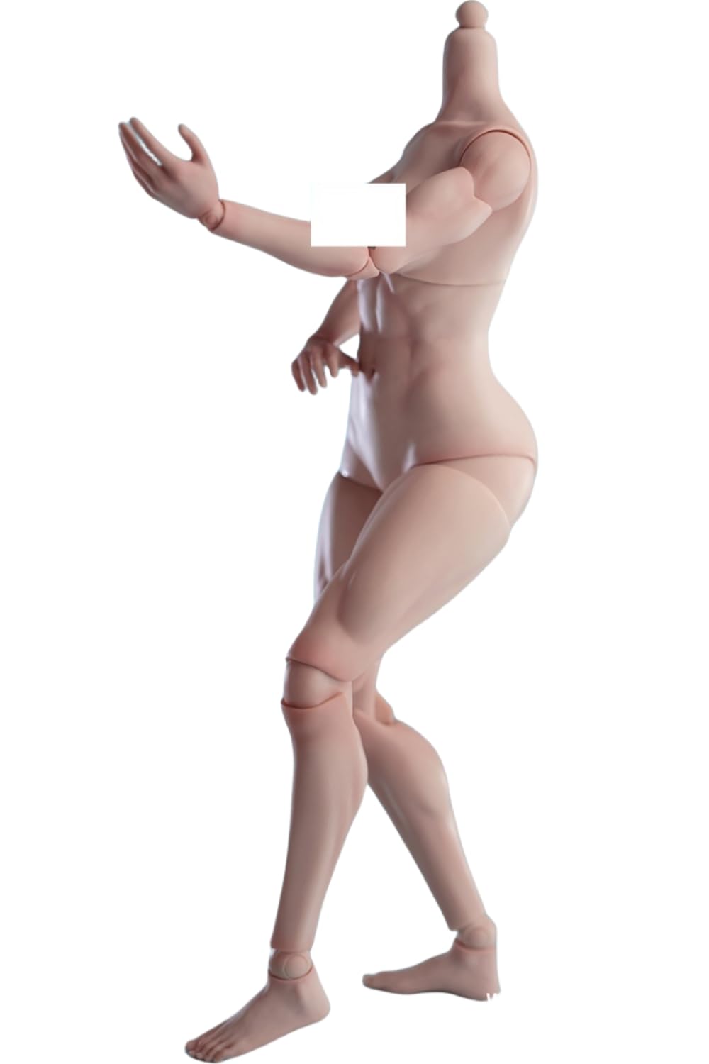 Figura de acción femenina Worldbox a escala 1:6, cuerpo musculoso, busto mediano, piel color trigo.