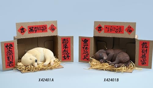 Figura de perro coleccionable JXK: Labrador en posición de dormir, pintada a mano por expertos, resina realista y segura, miniatura a escala 1:4.