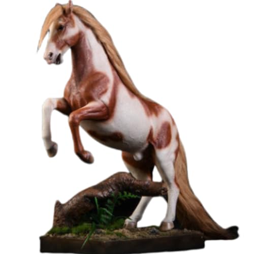 Figura de caballo coleccionable JXK: Caballo de sangre caliente blanco-rojo, pintado a mano por expertos, resina realista y segura, miniatura a escala 1:12.