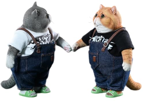 JXK Collectible Cat Figure: Fat Cat, Expertly Hand-Painted, Lifelike, Safe Resin, 1:6 Scale Miniature Animal Figurine JXK190