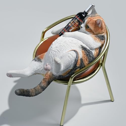 Figura de gato coleccionable JXK: Gato borracho, pintada a mano por expertos, realista, resina segura, miniatura a escala 1:6