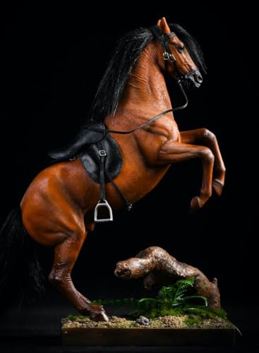 Figura de caballo coleccionable JXK: Caballo de sangre caliente Hanover, pintado a mano por expertos, resina realista y segura, miniatura a escala 1:12.