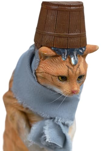 Figura de gato coleccionable JXK: El gato de la casa de baños, pintada a mano por expertos, resina realista y segura, miniatura a escala 1:6.