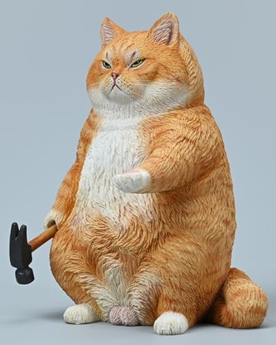 Figura de gato coleccionable JXK X Coming: Hammer Gang, pintada a mano por expertos, realista, resina segura, figura de animal en miniatura a escala 1:4