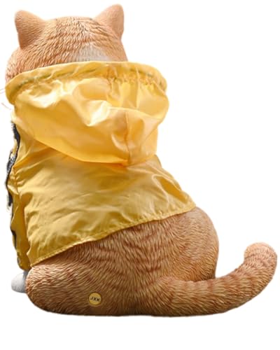 Figura de gato coleccionable JXK: Gato de pelo corto sentado, pintado a mano por expertos, resina realista y segura, miniatura a escala 1:4.