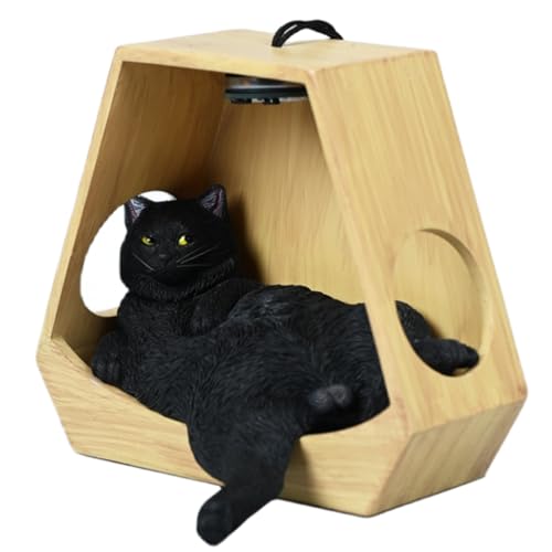 Figura de gato coleccionable JXK: Gato perezoso con cesta colgante, pintada a mano por expertos, resina realista y segura, miniatura a escala 1:6.