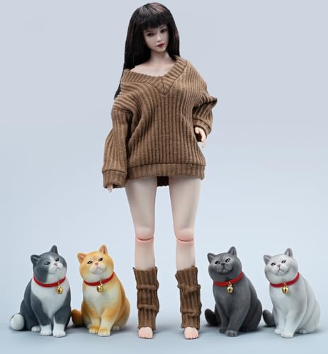 Figura de gato coleccionable JXK: British Shorthair, miniatura a escala 1:6