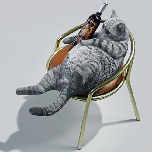 Figura de gato coleccionable JXK: Gato borracho, pintada a mano por expertos, realista, resina segura, miniatura a escala 1:6
