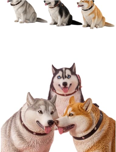 Figura de perro coleccionable JXK: Husky gordo, pintada a mano por expertos, realista, de resina segura, miniatura a escala 1:6.