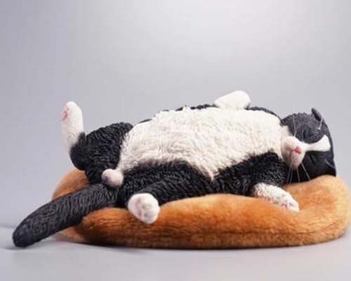 Figura de gato coleccionable JXK: Gato letárgico, pintada a mano por expertos, realista, resina segura, miniatura a escala 1:6.