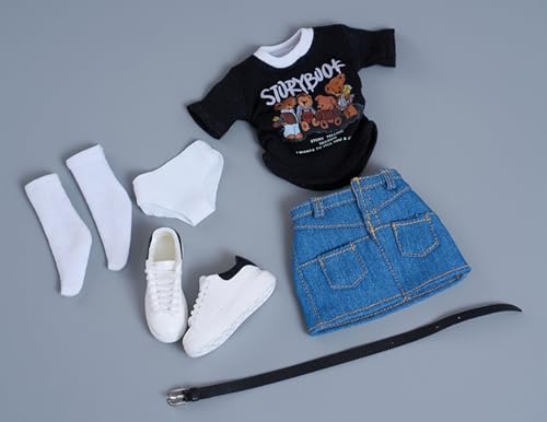 Ropa para muñeca a escala 1/6: Conjunto de falda cruzada de manga corta para figura de acción coleccionable de 12 pulgadas