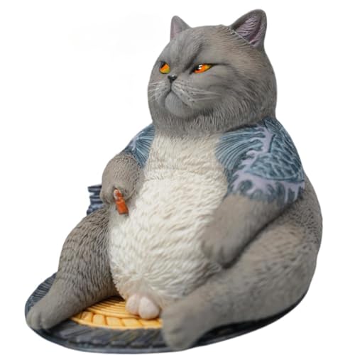 Figura de gato coleccionable JXK: Morir es tan natural como vivir, pintada a mano por expertos, resina realista y segura, figura de animal en miniatura a escala 1:12