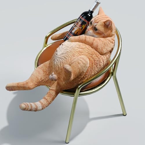 Figura de gato coleccionable JXK: Gato borracho, pintada a mano por expertos, realista, resina segura, miniatura a escala 1:6