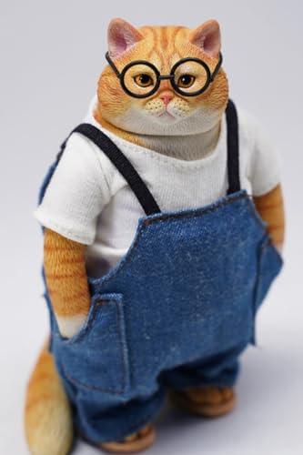 Figura de gato coleccionable JXK: Fat Cat 2.0, pintada a mano por expertos, realista, de resina segura, miniatura a escala 1:6.