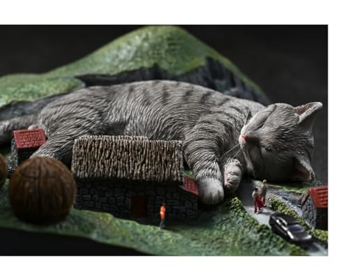 Figura de gato coleccionable JXK: El gato gigante atacante, pintada a mano por expertos, resina realista y segura, figura de animal en miniatura a escala 1:6