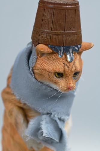 Figura de gato coleccionable JXK: El gato de la casa de baños, pintada a mano por expertos, resina realista y segura, miniatura a escala 1:6.