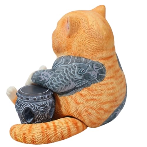 Figura de gato coleccionable JXK: Morir es tan natural como vivir, pintada a mano por expertos, resina realista y segura, figura de animal en miniatura a escala 1:12