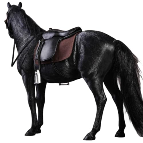 Figura de caballo coleccionable JXK: Caballo de sangre caliente, pintado a mano por expertos, resina realista y segura, miniatura a escala 1:12.