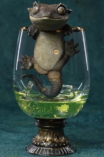 Figura de perro coleccionable JXK: Gecko de pestañas, pintada a mano por expertos, realista, resina segura, miniatura a escala 1:1