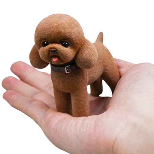 Figura de perro coleccionable JXK: Caniche negro aterciopelado, pintado a mano por expertos, resina realista y segura, miniatura a escala 1:6.