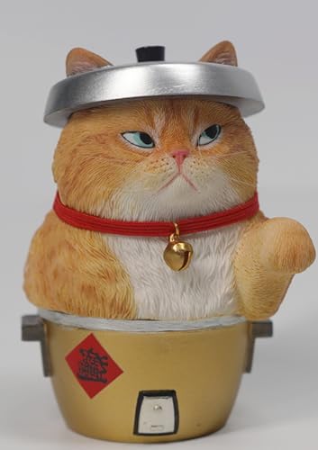 JXK Collectible Cat Figure: Damo Lucky Cat, Expertly Hand-Painted, Lifelike, Safe Resin, 1:12 Scale Miniature Animal Figurine