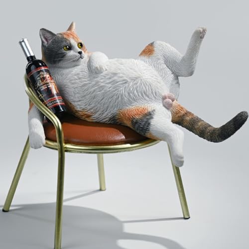 Figura de gato coleccionable JXK: Gato borracho, pintada a mano por expertos, realista, resina segura, miniatura a escala 1:6