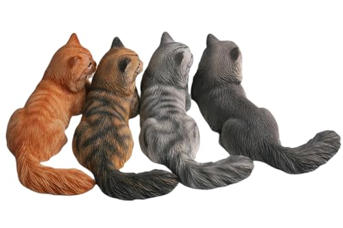 JXK Collectible Cat Figure: Mini Maine Coon, Expertly Hand-Painted, Lifelike, Safe Resin, Miniature Animal Figurine