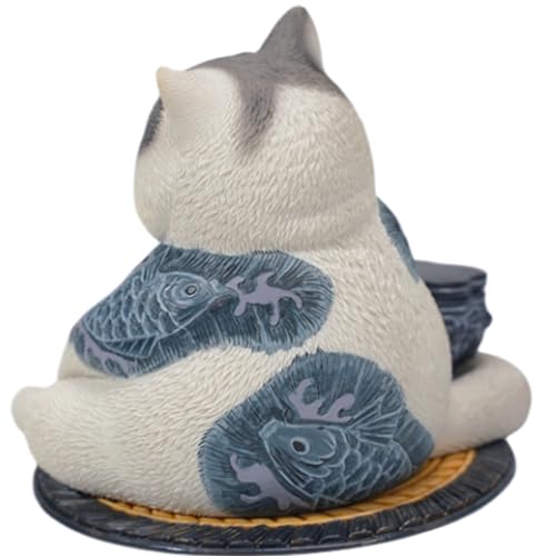 Figura de gato coleccionable JXK: Morir es tan natural como vivir, pintada a mano por expertos, resina realista y segura, figura de animal en miniatura a escala 1:12